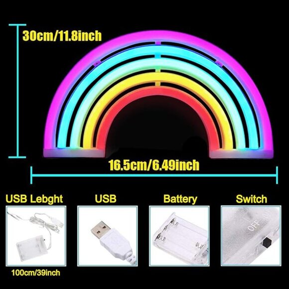 NIB - XIYUNTE Rainbow Neon Sign โ USB or Battery Powered - Picture 3 of 10